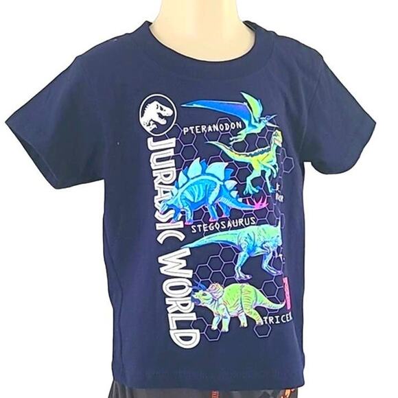 NWOT Jurassic World Navy Blue Dinosaur Graphic Toddler Tee Shirt Size 3T - Picture 3 of 4